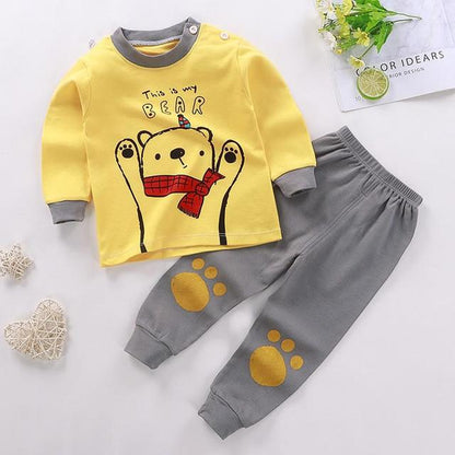 100% Cotton Infantil Underwear Suits Newborn Baby Girl Outfits Autumn Babies Clothes Little Boy Pullover + Trousers Kids Sets