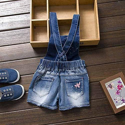 Summer Little Girls Cotton Denim Bib Braces Rompers