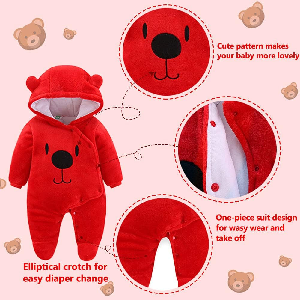 Baby Newborn Snowsuit Onesie Winter Coat Romper for Infant Girls Boys