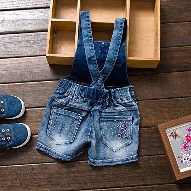 Summer Little Girls Cotton Denim Bib Braces Rompers