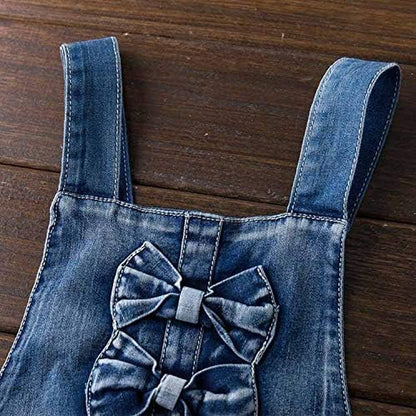 Summer Little Girls Cotton Denim Bib Braces Rompers