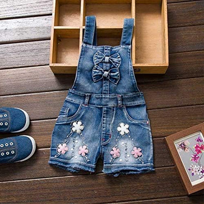 Summer Little Girls Cotton Denim Bib Braces Rompers