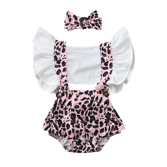 2020 Summer New Infant Baby Girls Ruched Leopard Print Romper Bodysuit Outfits Clothes Newborn Baby Boy Soft Cotton Clothes