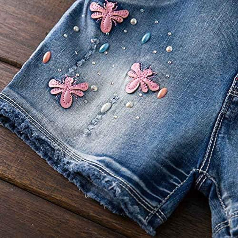 Summer Little Girls Cotton Denim Bib Braces Rompers