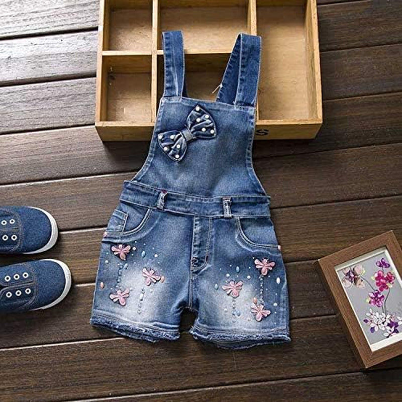 Summer Little Girls Cotton Denim Bib Braces Rompers