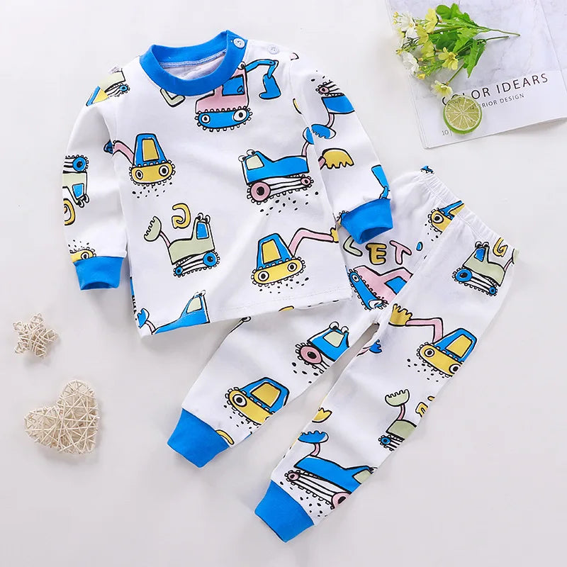 100% Cotton Infantil Underwear Suits Newborn Baby Girl Outfits Autumn Babies Clothes Little Boy Pullover + Trousers Kids Sets