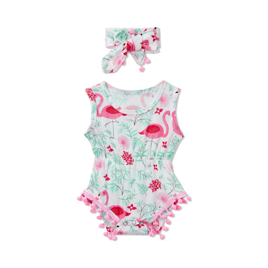 Newborn Toddler Baby Girl Floral Sleeveless Bodysuit Romper