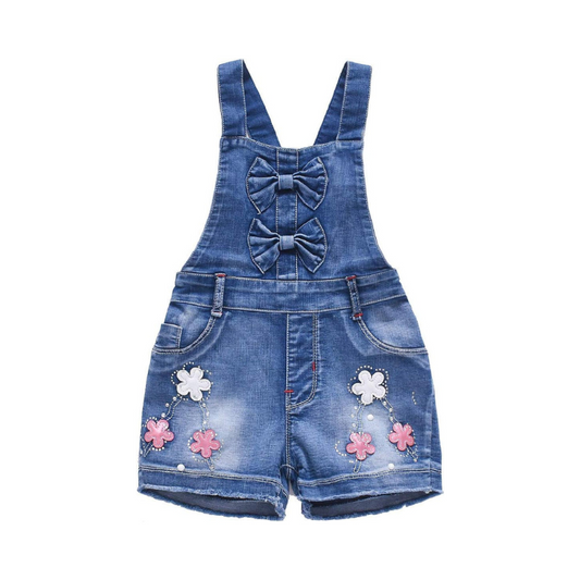 Summer Little Girls Cotton Denim Bib Braces Rompers