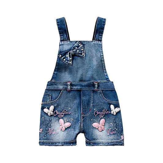 Summer Little Girls Cotton Denim Bib Braces Rompers