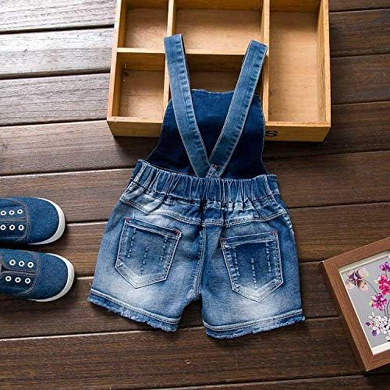 Summer Little Girls Cotton Denim Bib Braces Rompers