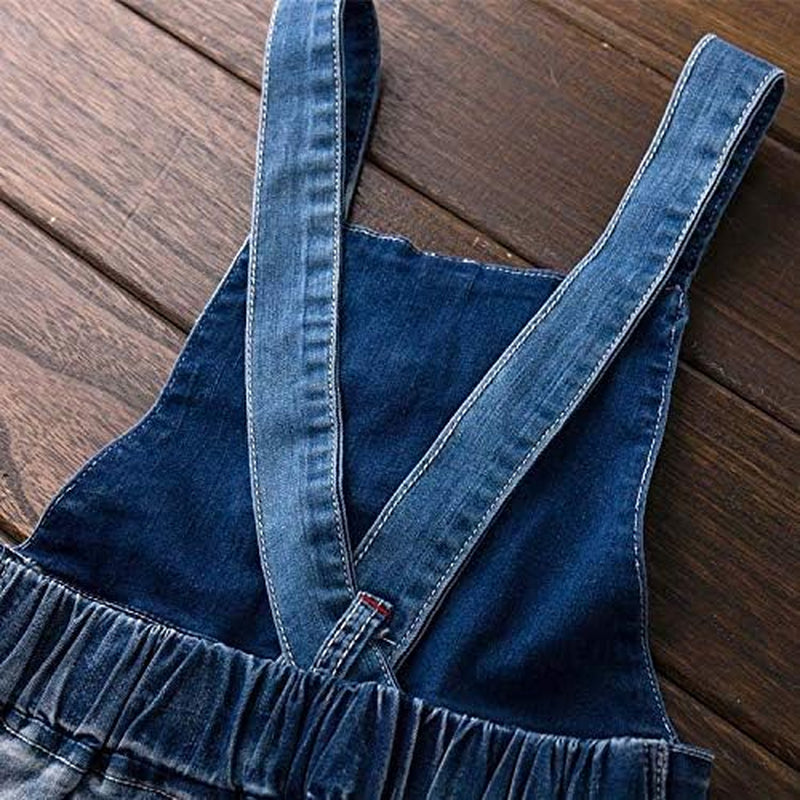 Summer Little Girls Cotton Denim Bib Braces Rompers