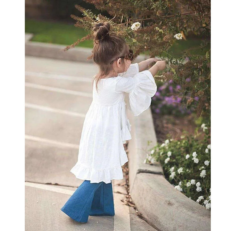 2021 Kids Summer Dress White Princess Robe Enfant Fille Fashion Vestidos Infantil Baby Girl Summer Dresses Toddler Girl Dress