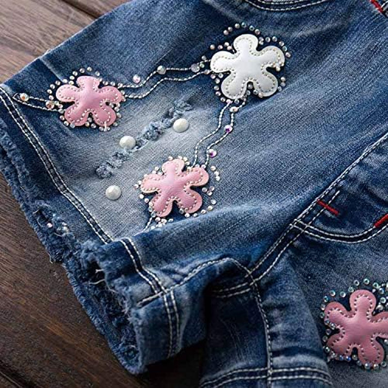 Summer Little Girls Cotton Denim Bib Braces Rompers