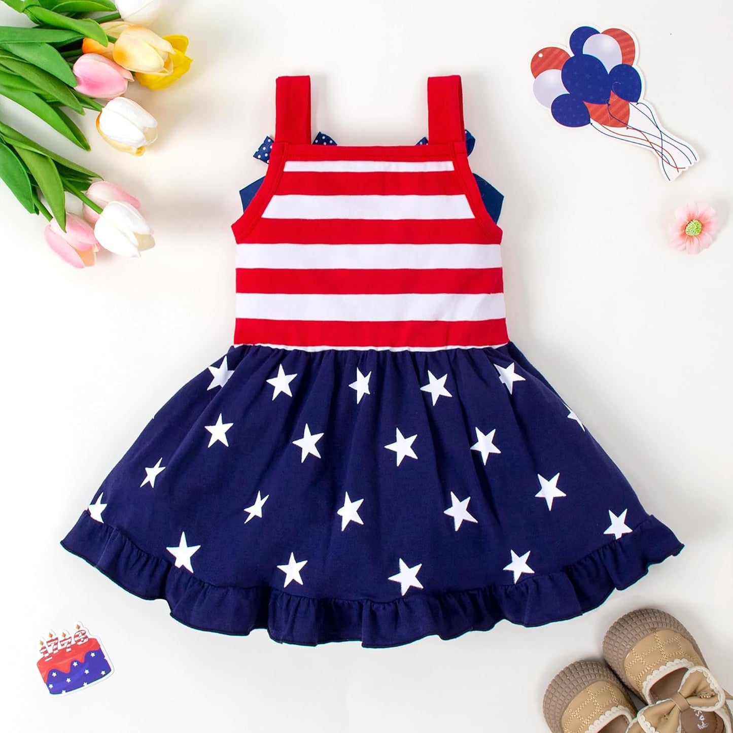 Toddler Baby Girls 4Th of July Outfit Independence Day Dress Kids American Flag Clothes